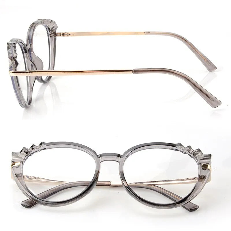 Óculos com armação de metal anti-luz azul